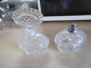 oud glaswerk kristal, 2 delig parfumsetje