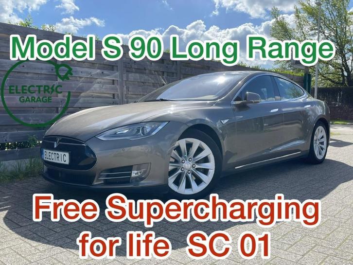 Model S 90 Long Range * Free Supercharging SC01, Auto's, Tesla, Bedrijf, Te koop, Model S, ABS, Achteruitrijcamera, Adaptieve lichten