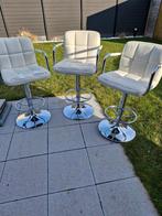 Barkruk wit kunstleer, Ophalen, Gebruikt, In hoogte verstelbaar, Metaal