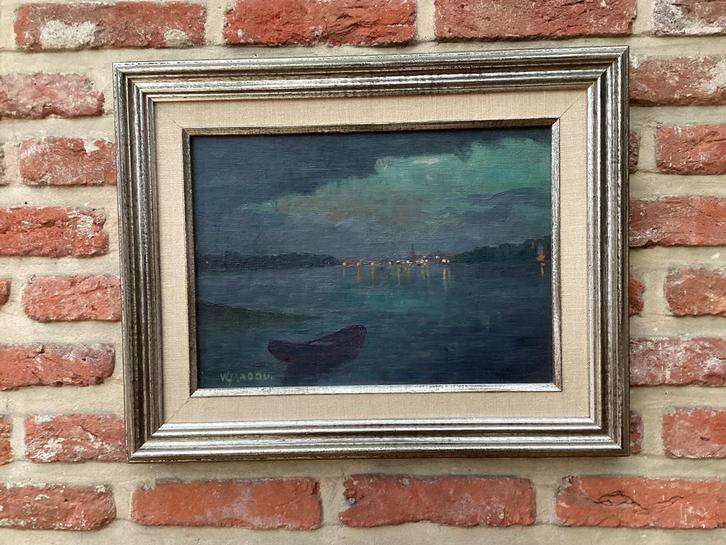 Ward Madou Nachtzicht van de Schelde met Temse en brug, Antiek en Kunst, Kunst | Schilderijen | Klassiek, Ophalen