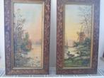 Paar originele Aziatische schilderijen., Ophalen of Verzenden