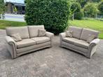 1 of 2 stoffen banken zand / beige bank set, Huis en Inrichting, Barkrukken, 2 krukken, Ophalen of Verzenden, Gebruikt, 90 cm of meer