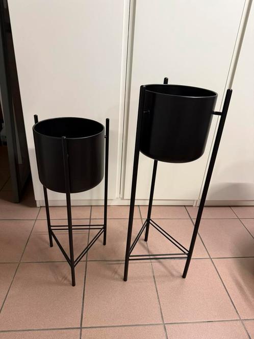 Set zwarte plantenpotten, Huis en Inrichting, Woonaccessoires | Vazen, Zwart, Ophalen