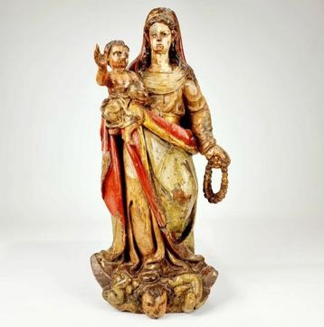 Sculpture religieuse polychrome du XVIe siècle exceptionnell, Enlèvement ou Envoi