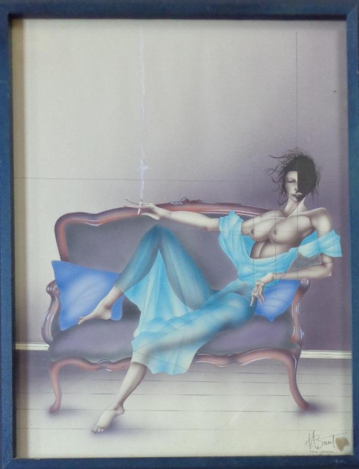 HERMAN BAERT / SALON D'ATTENTE / ORIGINEEL WERK / 87x72cm, Antiek en Kunst, Kunst | Schilderijen | Modern, Ophalen