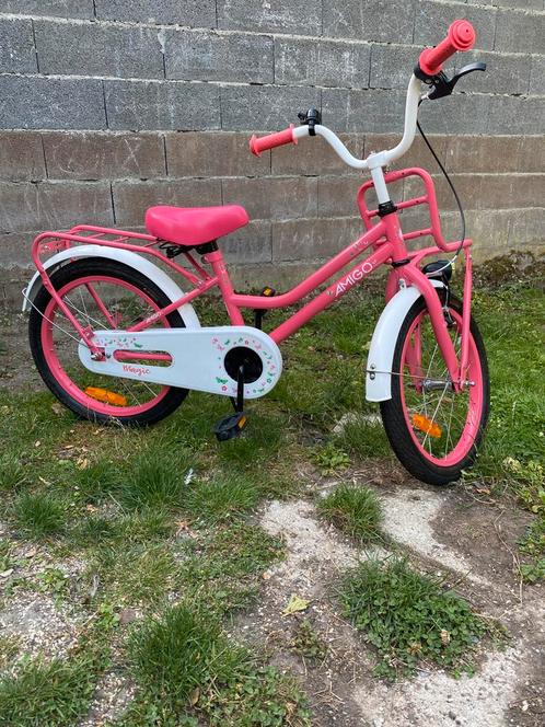 AMIGO MAGIC ROSE 18 inch kinderfiets in nieuwstaat., Fietsen en Brommers, Fietsen | Eenwielers, Nieuw, Ophalen