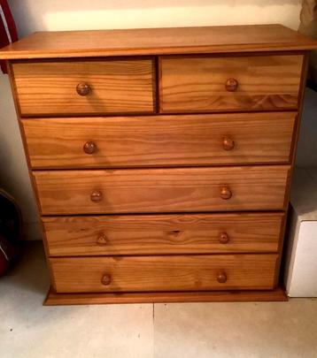 Jolie commode en bois massif – 6 tiroirs, 25 à 50 cm, 5 tiroirs ou plus, Moins de 100 cm, Enlèvement