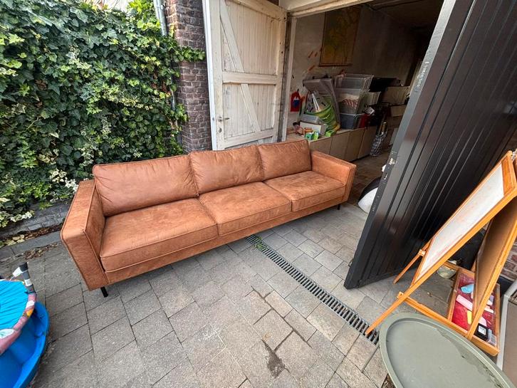 Ruime driezit zetel van gerecycleerd leer, Huis en Inrichting, Zetels | Zetels, Zo goed als nieuw, Leer, Ophalen