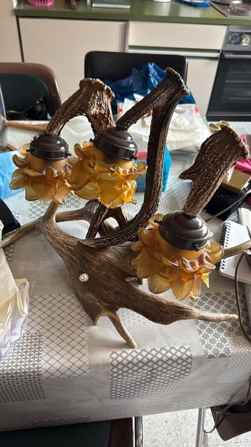 Tafellamp gewei hert lamp tafel, Enlèvement, Comme neuf