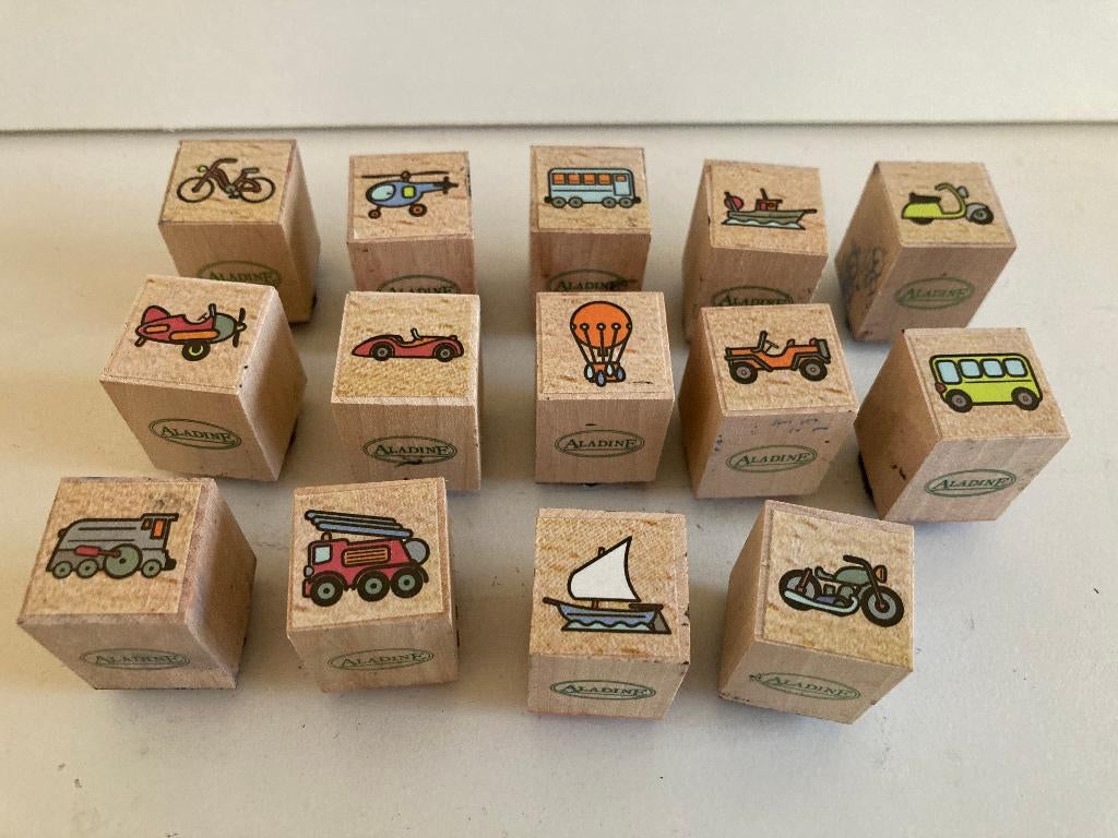 Houten stempels - thema voertuigen - Aladine, Ophalen of Verzenden, Gebruikt, Houten stempel