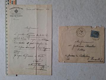Brief geschreven aan beeldhouwer Guillaume Charlier in 1887 beschikbaar voor biedingen