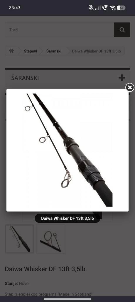 2 cannes Daiwa whisker 13ft 3.5 lbs, Sports nautiques & Bateaux, Pêche à la ligne | Carpes, Moulinet