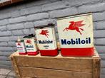 Mobiloil olie blikken, Verzamelen, Ophalen of Verzenden, Gebruikt, Overige, Overige merken