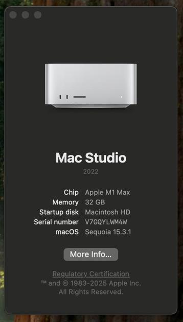 Mac Studio M1 MAX (2022) - 32GB RAM / 512GB SSD aangeboden beschikbaar voor biedingen