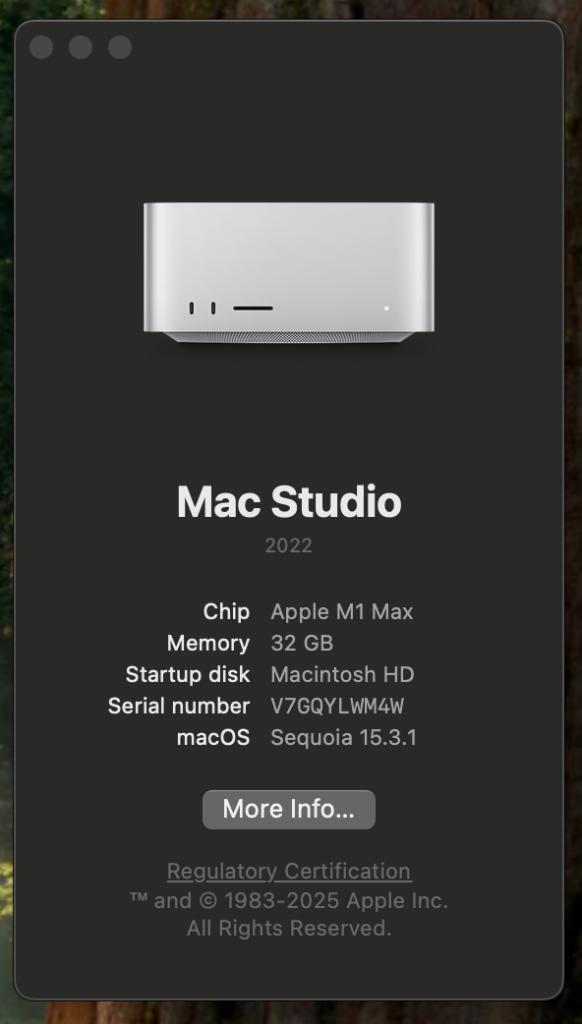 Mac Studio M1 MAX (2022) - 32GB RAM / 512GB SSD aangeboden, Computers en Software, Apple Desktops, Zo goed als nieuw, Overige modellen