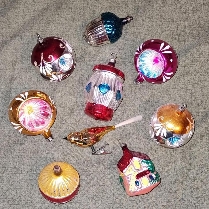 Antieke glazen kerstbal versieringen 9, Diversen, Kerst, Gebruikt, Ophalen of Verzenden