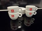 4 Illy espresso kopjes en schoteltjes, Ophalen of Verzenden, Zo goed als nieuw, Porselein, Kop en/of schotel