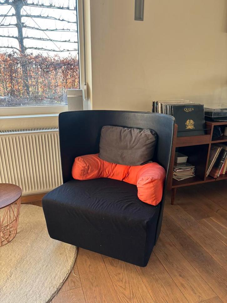 2 vintage kuipzetels - prijs voor allebei, Huis en Inrichting, Fauteuils, Zo goed als nieuw, Leer, Stof, 50 tot 75 cm, Minder dan 75 cm