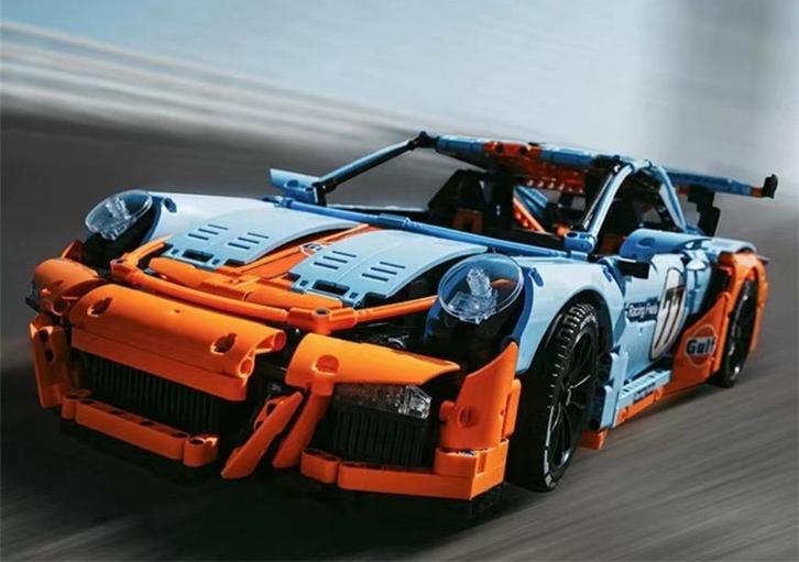 Bakstenen - Bouwstenen Porsche 911 GT3 RS Gulf 1/8, Hobby en Vrije tijd, Modelbouw | Auto's en Voertuigen, Nieuw, Auto, Groter dan 1:32