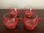 Melitta retro vintage set van 4 glazen kopjes tasjes rood, Verzamelen, Ophalen of Verzenden