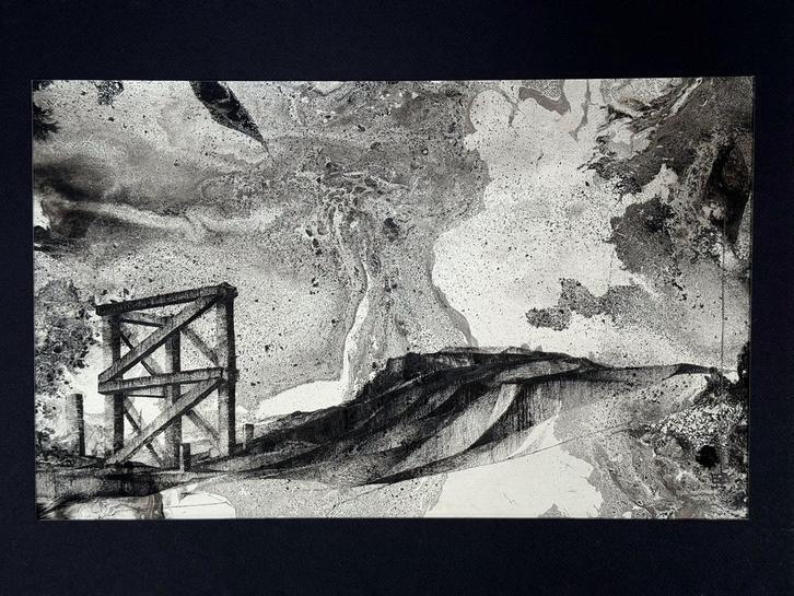 Eugène Eechaut (1928-2019) - landscape (ink composition), Antiek en Kunst, Kunst | Schilderijen | Abstract, Ophalen of Verzenden