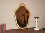 Oude gouden Louis XV spiegel met kuif H 70cm B 45cm, Overige vormen, Minder dan 100 cm, Minder dan 50 cm, Gebruikt
