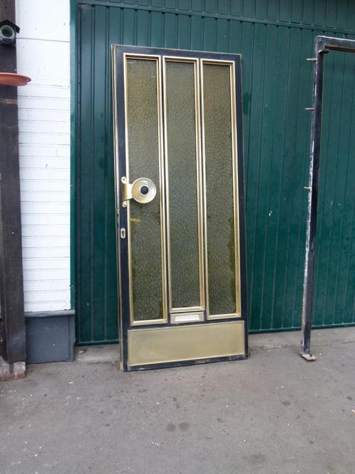 vintage huisdeur 1962 met kader messing glas, Verzamelen, Retro, Huis en Inrichting, Ophalen