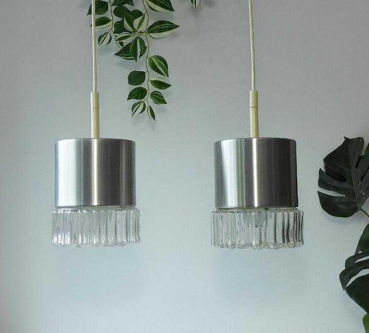 2 x Vintage Hanglamp Space Age Lamp STAFF Jaren 60 70, Huis en Inrichting, Lampen | Hanglampen, Glas, Ophalen of Verzenden