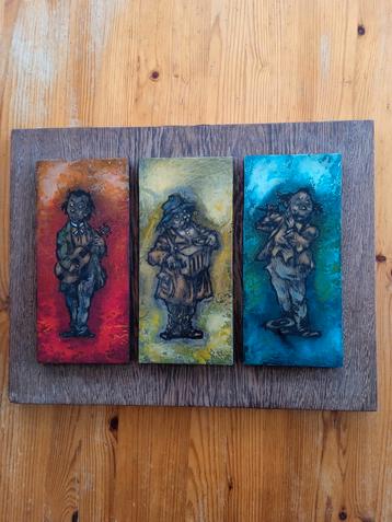 Vintage Schilderij Op Hout Jaren 60 In Retro  beschikbaar voor biedingen