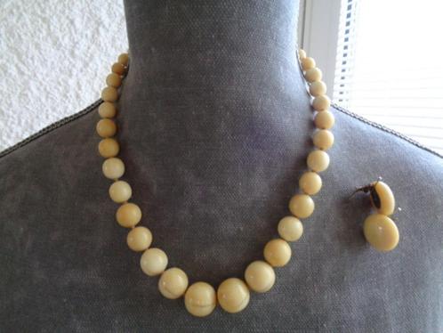 Bijoux. Ancien. Collier / Boucles d'oreilles. Vintage., Handtassen en Accessoires, Kettingen, Gebruikt, Overige materialen, Ophalen of Verzenden