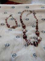 Collier avec bracelet/ Murrina antica/ mauve,blanc,argenté, Bijoux, Sacs & Beauté, Colliers, Enlèvement, Blanc, Argent