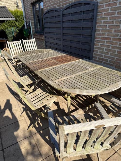 Royal Arrow teakhouten tuintafel, Tuin en Terras, Tuintafels, Gebruikt, Ovaal, Hout, Ophalen