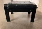 vintage krukje zitkruk footstool voetenbankje hout + leder, Ophalen, Hout