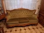 Salon complet Louis XV en velours vert et bois sculpté, Ophalen