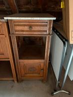 Antiek nachtkastje met grijs marmer tablet, Ophalen, Gebruikt