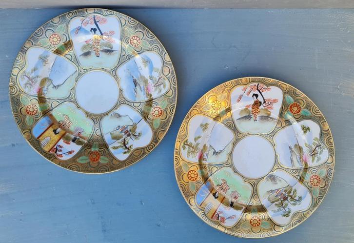 2 intens vergulde Giokusei Kutani borden, Antiek en Kunst, Kunst | Niet-Westerse kunst, Ophalen of Verzenden