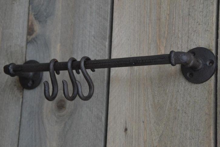 Kapstok-Handdoekenrek Met Haken -Gietijzer Bruin- LANDELIJK, Huis en Inrichting, Woonaccessoires | Kapstokken, Nieuw, Wandkapstok