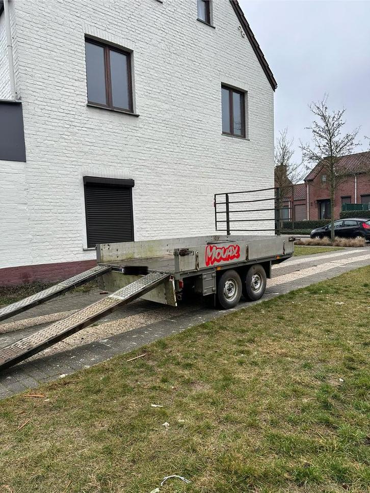Plateu aanhangwagen dubbelas te koop, Auto diversen, Aanhangers en Bagagewagens, Zo goed als nieuw, Verzenden