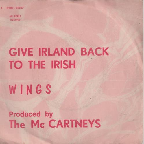 Paul McCartney & Wings – Give Island back to the Irish – Sin, CD & DVD, Vinyles Singles, Utilisé, Single, Pop, 7 pouces, Enlèvement ou Envoi