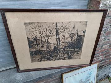 gravure place st catherine signe jean van cleemput beschikbaar voor biedingen