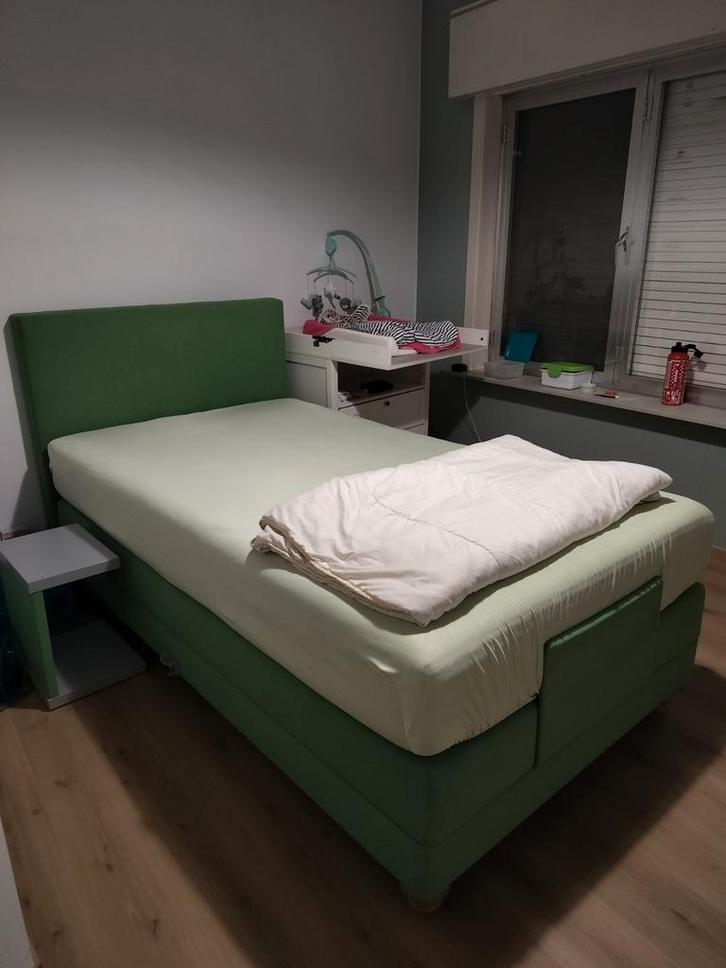 Boxspring met hoofdbord, Maison & Meubles, Chambre à coucher | Lits boxsprings, Comme neuf, Queen size, Vert, Enlèvement