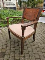 Chaise vintage art deco en bois assise en tissu, Enlèvement ou Envoi