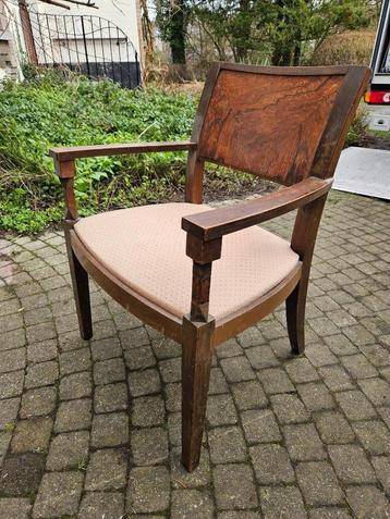 Chaise vintage art deco en bois assise en tissu