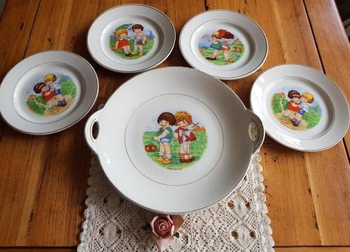 Antieke Franse schaal + 4 kinder bordjes, KG Luneville, Antiek en Kunst, Antiek | Servies los, Ophalen of Verzenden