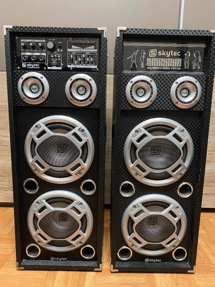 luidsprekers Skytec SPD-28V actieve speakerset – 1200W, Audio, Tv en Foto, Luidsprekerboxen, Zo goed als nieuw, Front, Rear of Stereo speakers