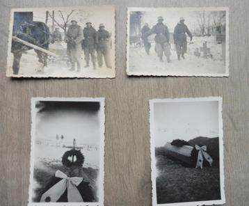 WO2 4 x foto's Oostfront begrafenis, winter camouflage. beschikbaar voor biedingen
