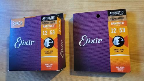 4 jeux de cordes ELIXIR Nanoweb (12-53), Muziek en Instrumenten, Snaarinstrumenten | Gitaren | Akoestisch, Nieuw, Ophalen