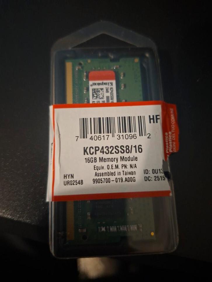 Kingston Technology KCP432SS8/16, Computers en Software, RAM geheugen, Laptop, 16 GB, DDR4, Ophalen