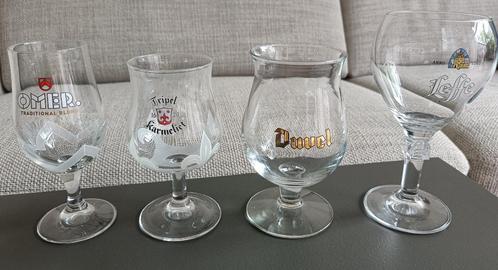 bierglazen: Omer (2), Karmeliet (3), Duvel (1), Leffe (1), Verzamelen, Biermerken, Zo goed als nieuw, Glas of Glazen, Duvel, Ophalen of Verzenden