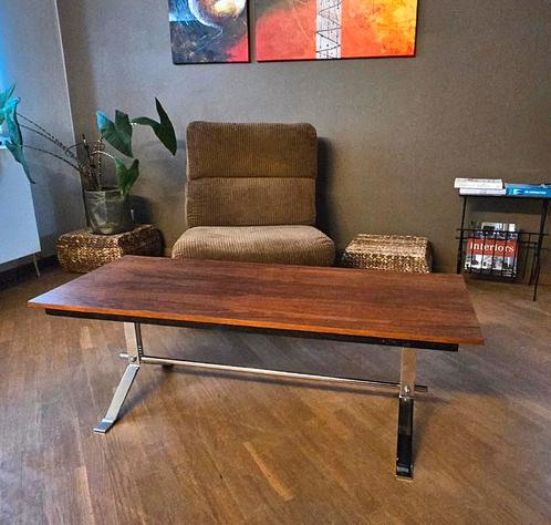 Vintage salontafel met chroom onderstel, Huis en Inrichting, Tafels | Salontafels, Ophalen